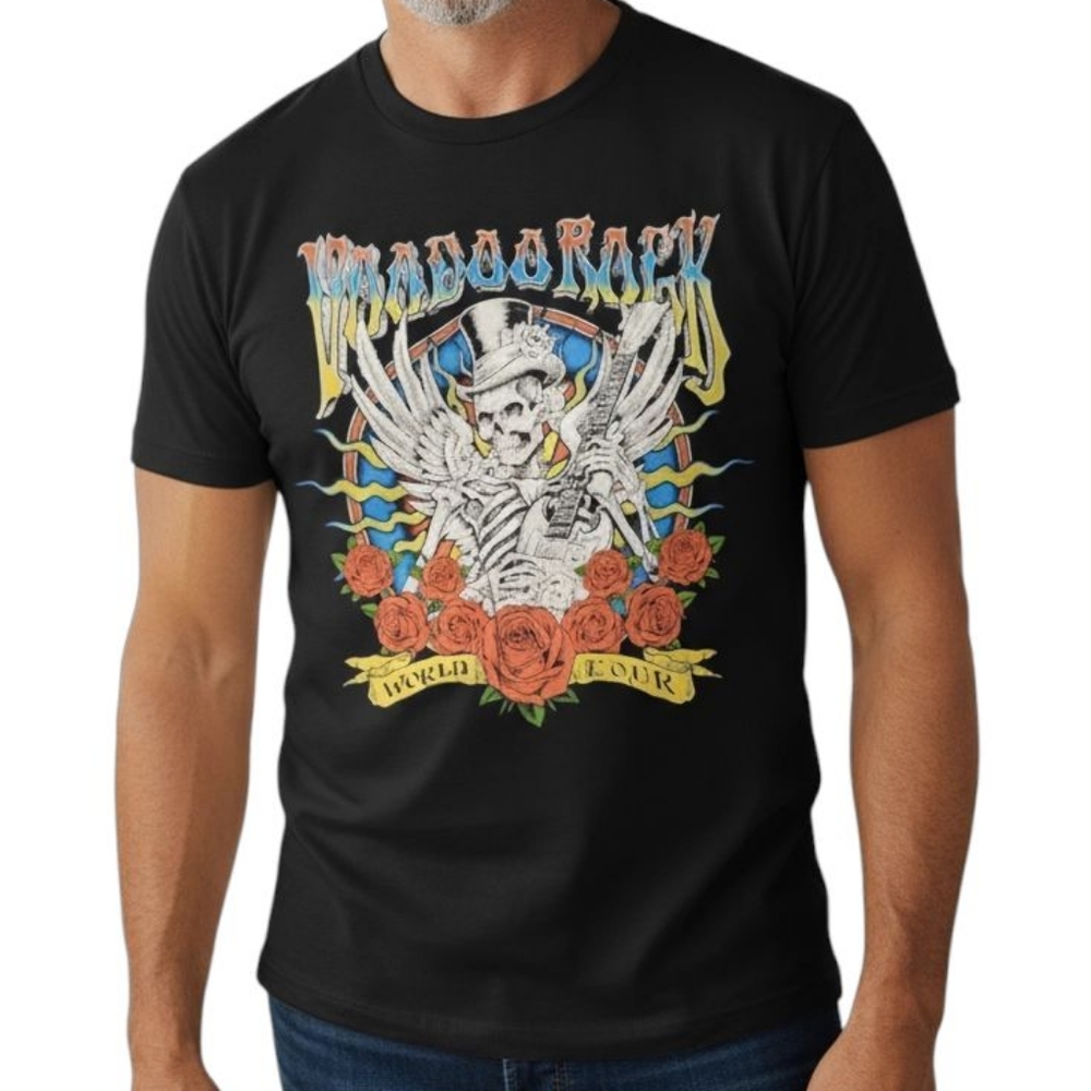 Gildan Black Short Sleeve Tee with Rock Graphic